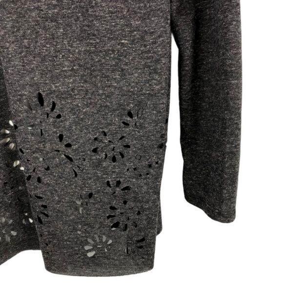 ANTHROPOLOGIE MEADOW RUE sz XS Verna laser cut open cardigan in charcoal gray - Picture 2 of 4